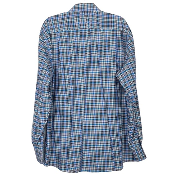 Eton Shirt Mens 43 17 Blue Purple Green Plaid Button‎ Down York 100% Cotton - Picture 2 of 10